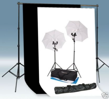1200W Umbrella Light 10'x12' Black/White Backdrop Stand Kit