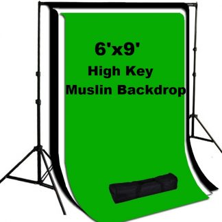 3 pcs 6'x9' Black/White/Green Muslin Backdrop Stand Kit