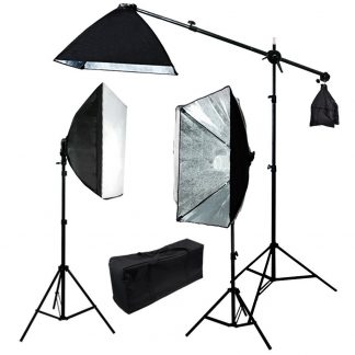 Rapid softbox single socket 3 lights with boom continuous kit