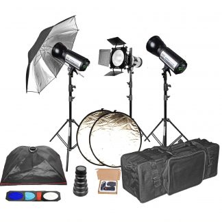 Pro 3 x 400 w/s complete studio package with backdrop & support